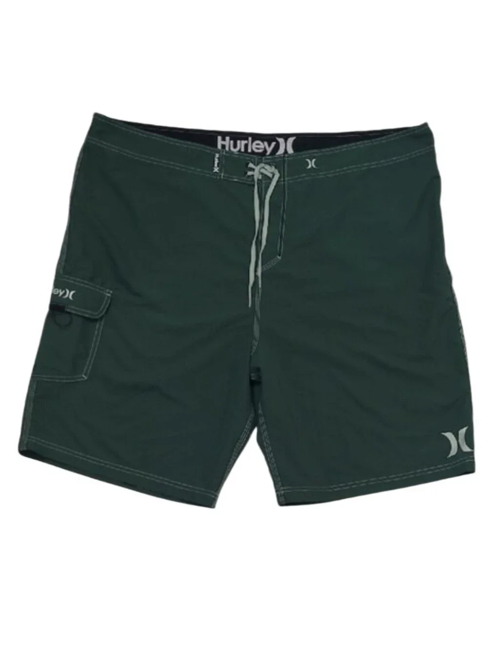 Hurley Forest Green Board Shorts Beach Volleyball Swim Surf Trunks Drawstring